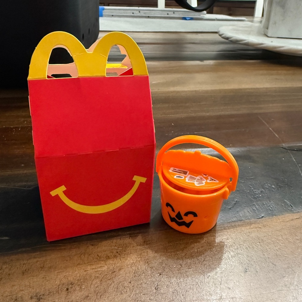 Mini Red Happy Meal Box with Orange Halloween Bucket
